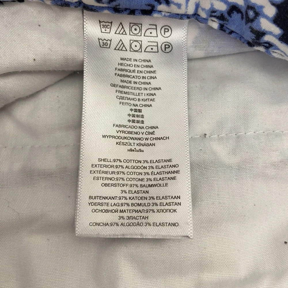 Michael Kors Women's Blue White Geometric Print Chino Straight Leg Dress Pants 8